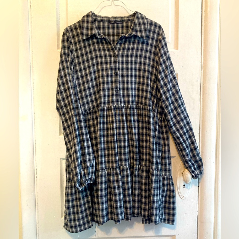 Zara Black and White Checkered Shirt